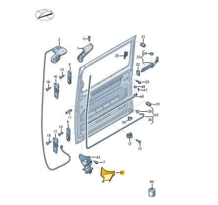 NEW VW TRANSPORTER T6 SLIDING DOOR ROLLER COVER RIGHT 7H0868640C9B9 ORIGINAL