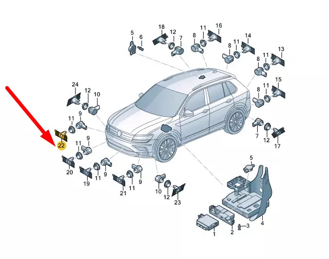 NEW VW TIGUAN AD MK2 FRONT RIGHT PARK SENSOR BRACKET 5NA919494D ORIGINAL