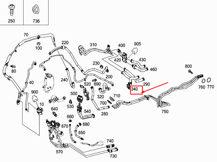 NEW MERCEDES-BENZ S W222 HEAT EXCHANGER FEED HOSE A2228303496 ORIGINAL