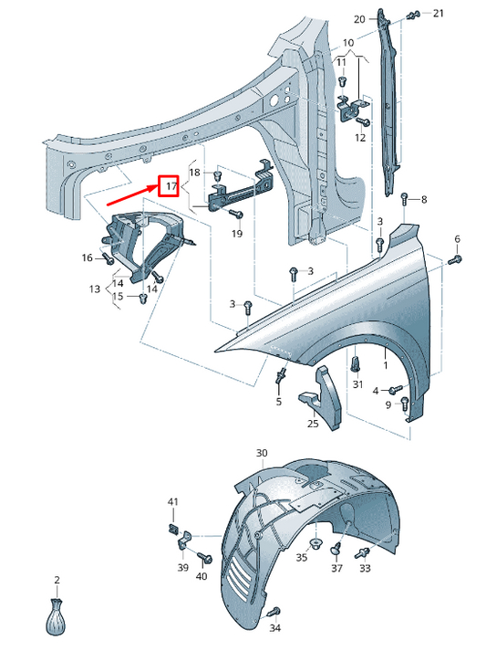 NEW VW TOUAREG CR RIGHT FENDER BRACKET 760821432 ORIGINAL