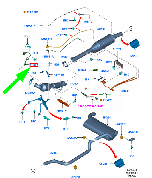 new ford focus mk3 c346 lambda oxygen sensor 1688499 av61-9d375-ba original