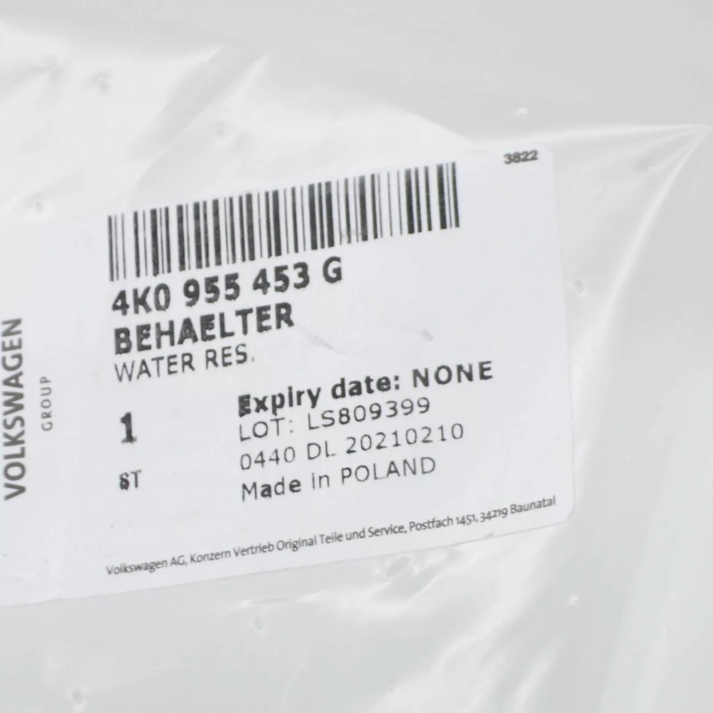 NEW AUDI A6 C8 WINDOW WASHER RESERVOIR TANK 4K0955453G