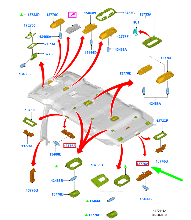 new ford transit custom mk1 interior lighting 1867284 original