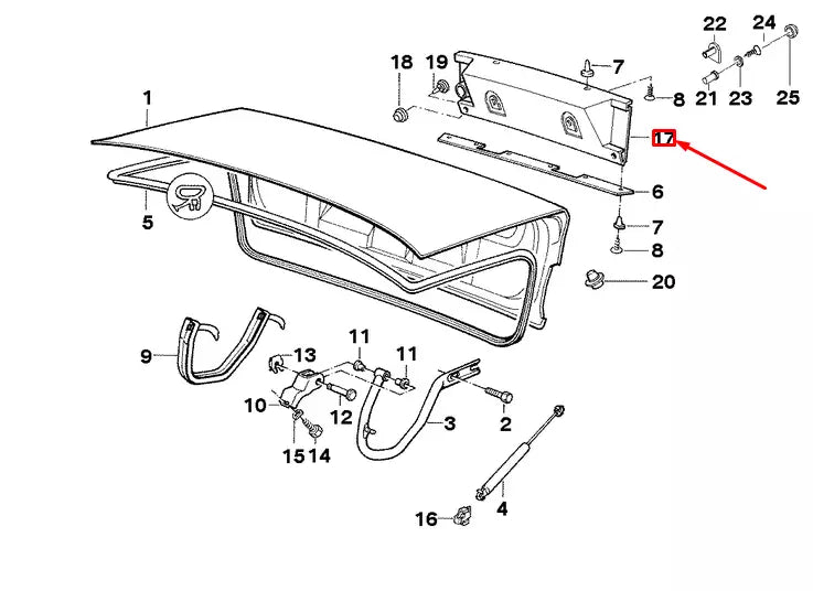 NEW BMW 5 E34 TRUNK LID COVER 51132230430 2230430