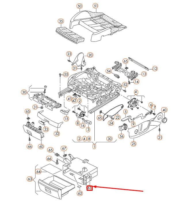 NEW AUDI Q3 8U FRONT RIGHT SEAT GUIDE FRAME 5N08826009B9 ORIGINAL