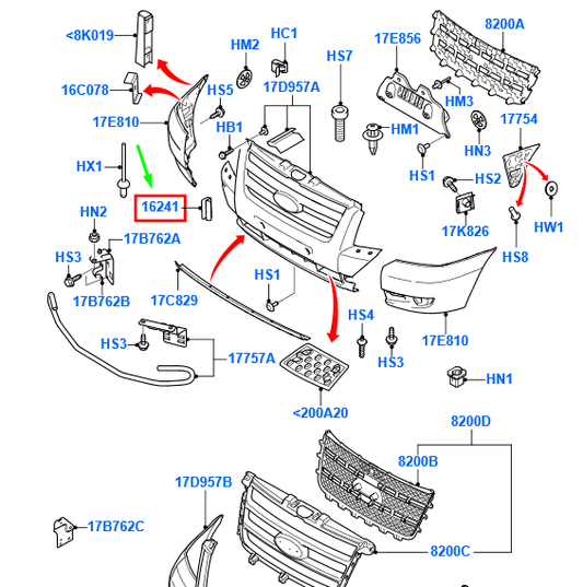 new ford transit mk3 front bumper clip 8c16-17217-aa 1545451 original