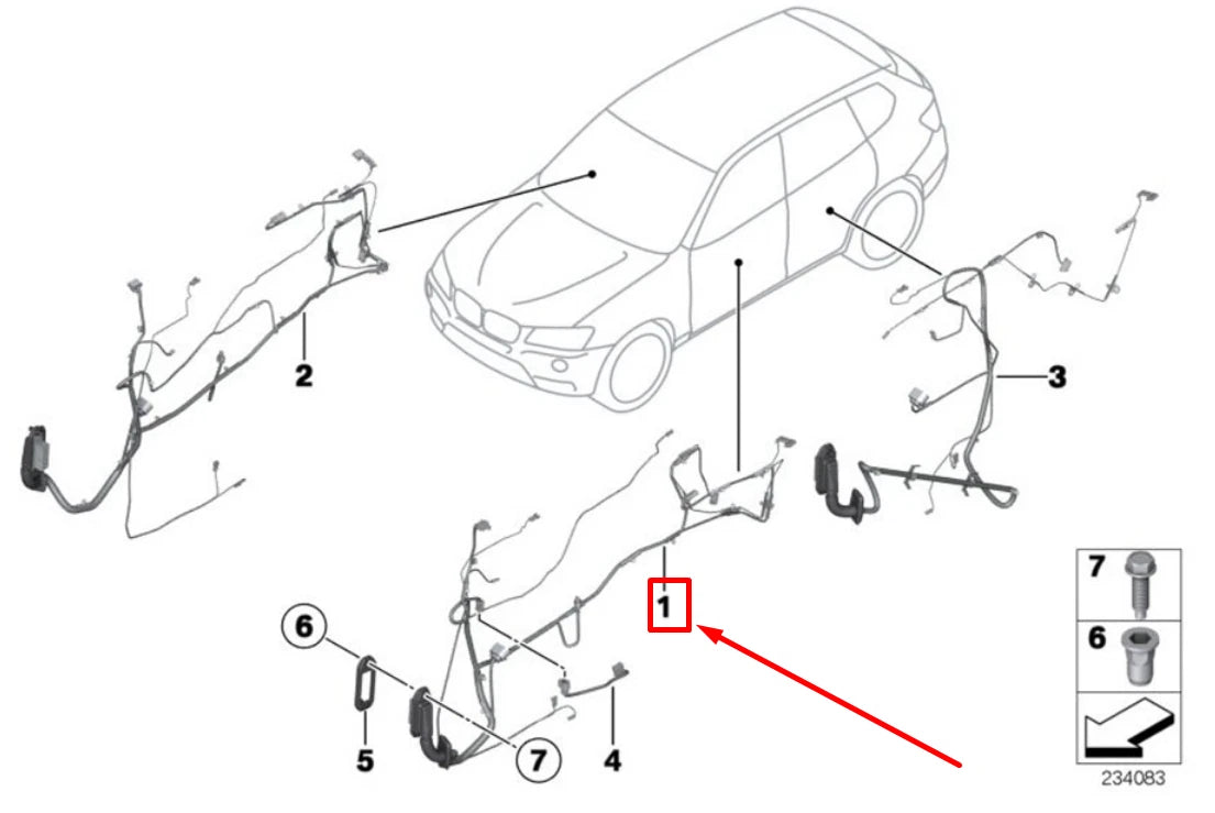 NEW BMW X3 F25 FRONT LEFT DOOR CABLES 61129315113 9315113 ORIGINAL