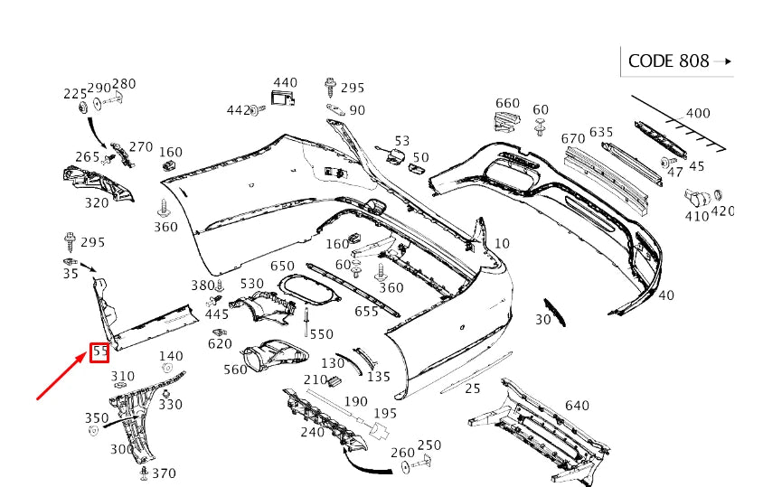 NEW MERCEDES-BENZ S W222 REAR BUMPER LEFT SIDE COVER A2228858901 ORIGINAL