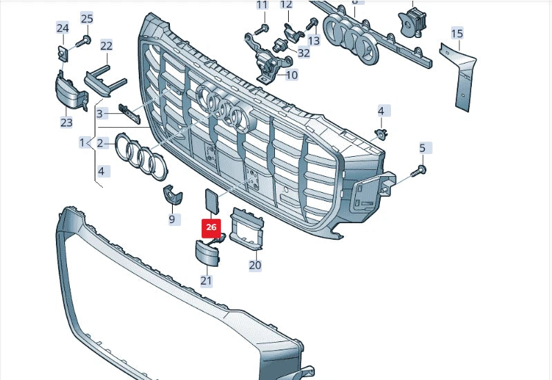 NEW AUDI Q8 4MN FRONT LEFT BUMPER STRIP 4M88079673FZ ORIGINAL