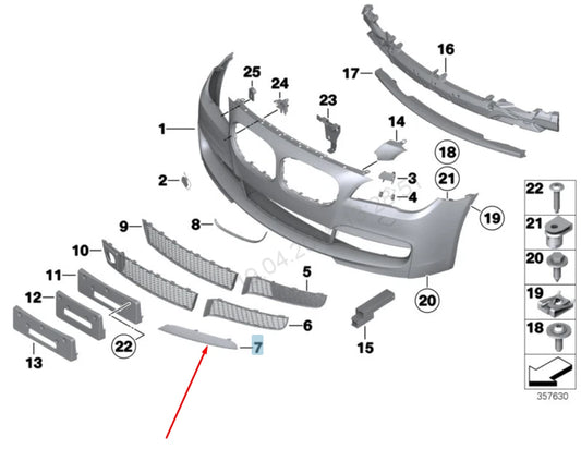 NEW BMW 7 F01 FRONT M BUMPER RIGHT MOLDING TRIM CHROME 51118047728 2015 ORIGINAL