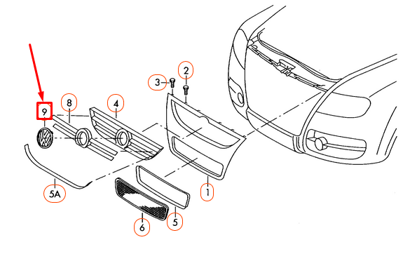 NEW VW TOUAREG 7L FRONT BUMPER GRILL EMBLEM BADGE 5.1" 3C0853601CFDY ORIGINAL