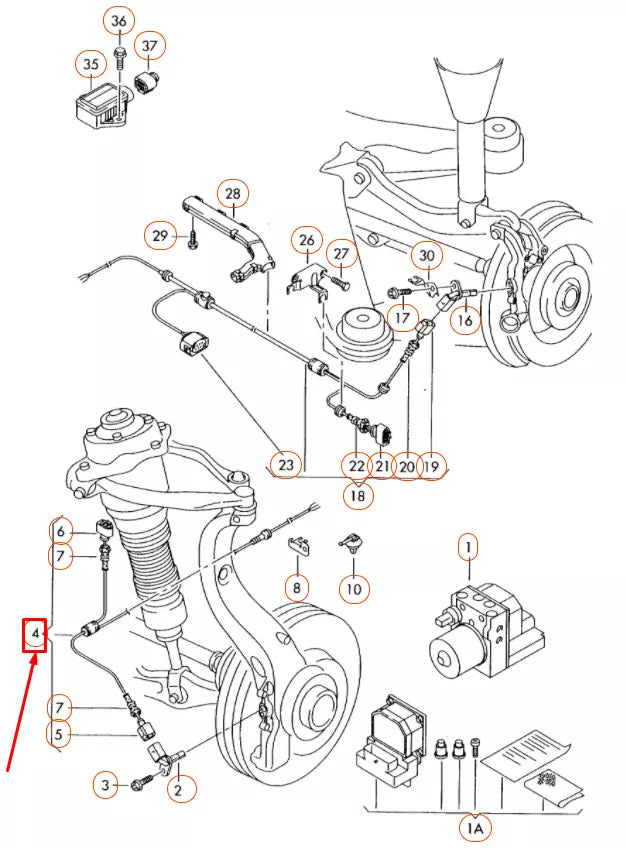 NEW AUDI A8 D3 FRONT SPEED SENSOR WIRING HARNESS 4E0927904B