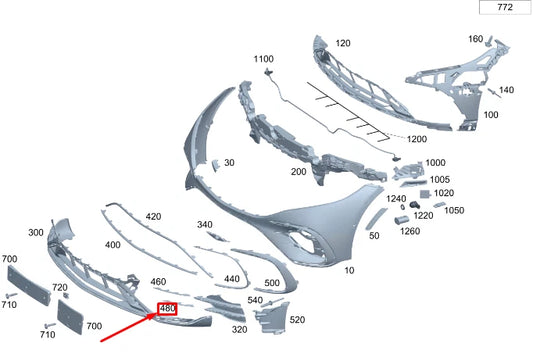 NEW MERCEDES-BENZ EQS V297 FRONT LEFT LOWER BUMPER TRIM A2978858103 ORIGINAL