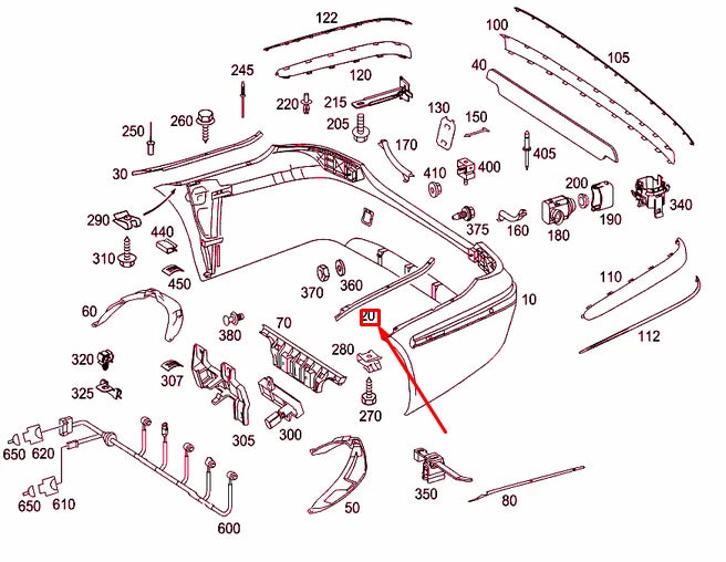NEW MERCEDES-BENZ E W211 REAR BUMPER LEFT MOUNTING RAIL A2118851921 ORIGINAL