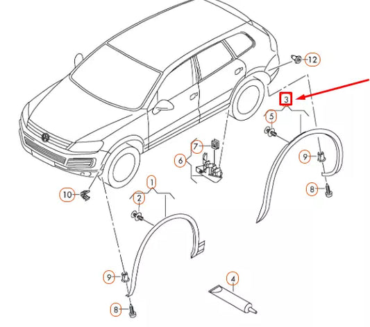 NEW VW TOUAREG 7P REAR LEFT WHEEL ARCH COVER TRIM 7P6854819B9B9 ORIGINAL