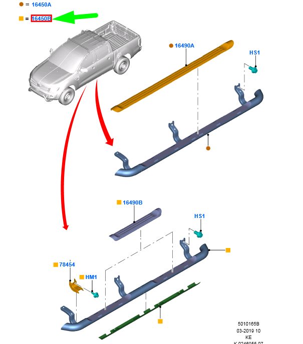 new ford ranger t6 mk1 left sdie step assy ab39-16451-mb5zhe 1875746 original