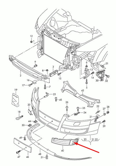NEW AUDI RS6 C6 RIGHT FOG LIGHT GRILLE 4F0807682KY9B 4F0807682K Y9B