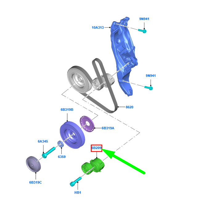 new ford mondeo mk5 tension pulley assy 1870358 fs7q-6a228-aa original