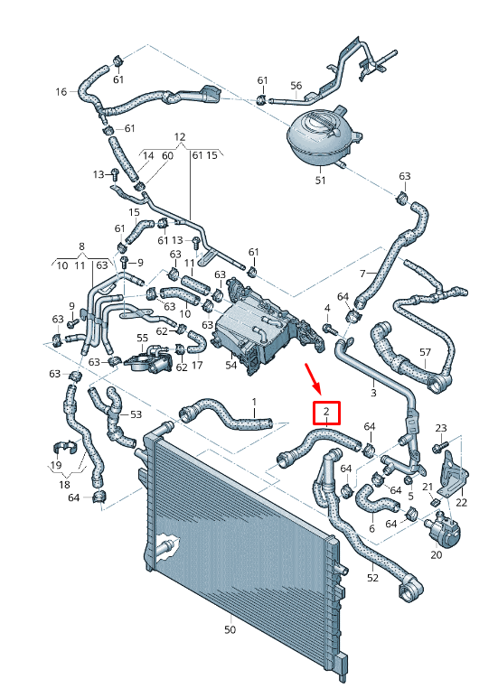 new vw beetle 5c coolant hose with quick release coupling 5k0122051t original