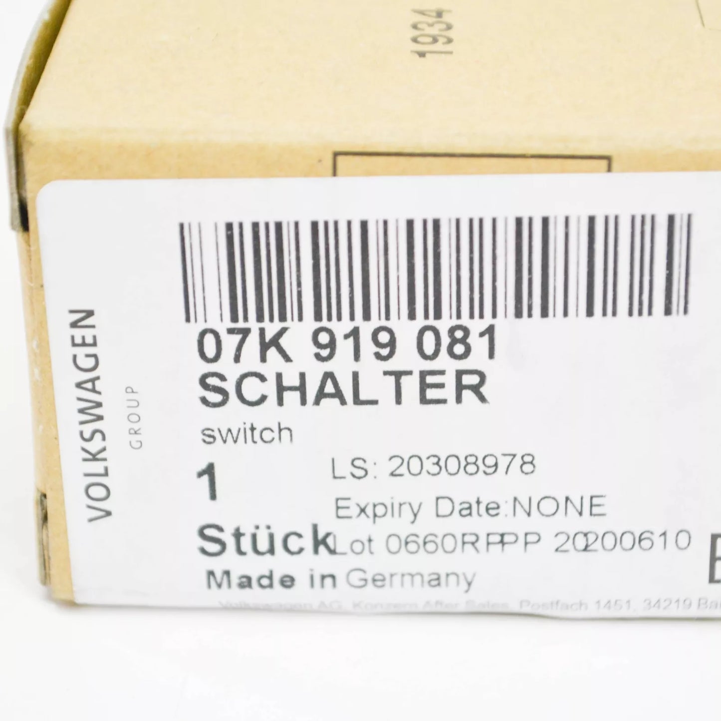 NEW AUDI TT ROADSTER 8J OIL PRESSURE SENDER 07K919081 ORIGINAL