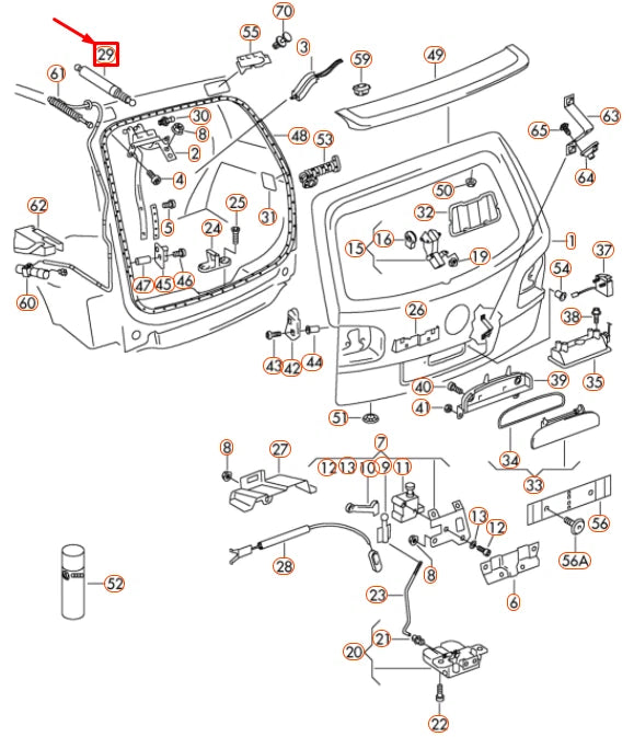NEW VW TOUAREG 7L MK1 LEFT SIDE TAILGATE HATCH LIFT SUPPORT 7L6827550L ORIGINAL