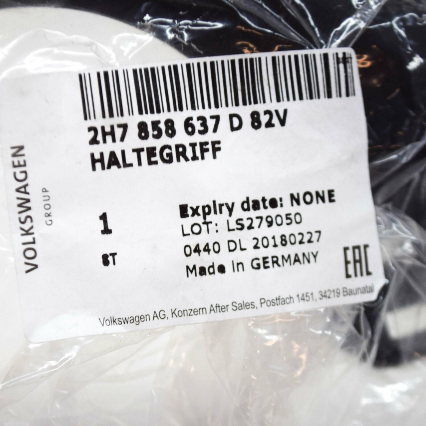 NEW VOLKSWAGEN AMAROK LEFT B-PILLAR GRAB HANDLE 2H7858637D82V ORIGINAL