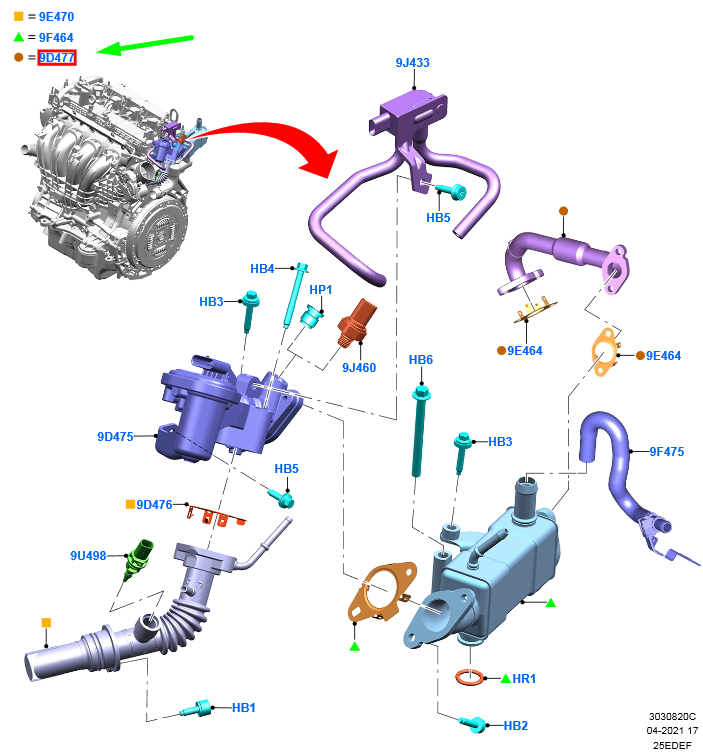 new ford kuga mk3 egr valve to exhaust manifold tube assy 2601685 original