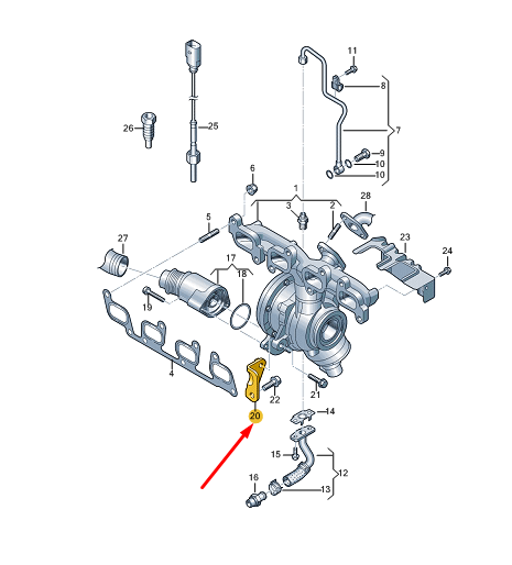 NEW VW TRANSPORTER VI T6 EXHAUST MANIFOLD WITH TURBO SUPPORT 03L145535C ORIGINAL