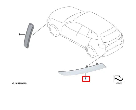 NEW BMW X3 G01 REAR RIGHT BUMPER REFLECTOR 63147857004 7857004 ORIGINAL