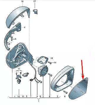 NEW VOLKSWAGEN ARTEON 3H7 FRONT RIGHT DOOR MIRROR GLASS RHD 3G0857522B ORIGINAL