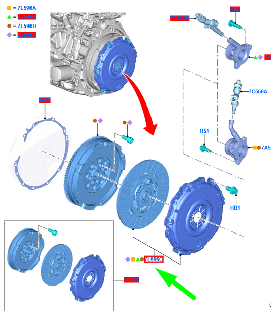 new ford tourneo custom clutch assy 2465641 gk21-7540-ca original