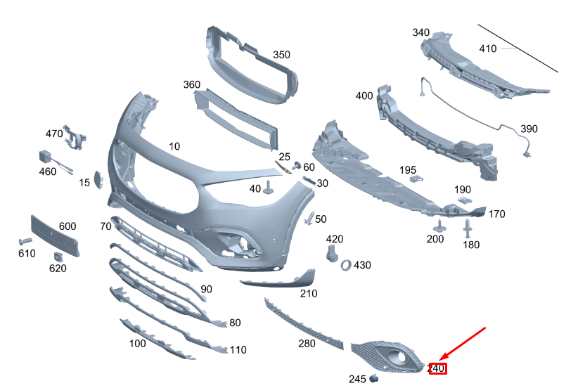 NEW MB GLA H247 FRONT BUMPER LOWER OUTER RIGHT GRILLE COVER A2478851004 ORIGINAL