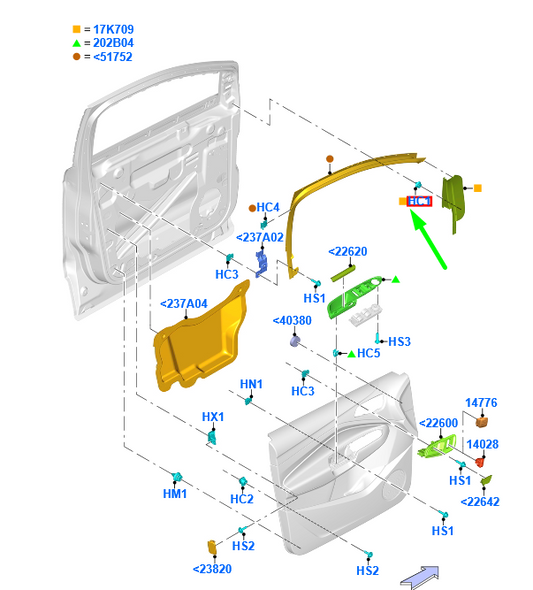 new ford kuga mk2 c520 front door clip w709011-s300 1214485 original