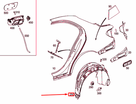 new mercedes-benz c w205 rear right wheel house covering a2056900830 original