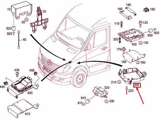 NEW MB SPRINTER 906 ENGINE CONTROL MODULE BRACKET A9075450800 ORIGINAL