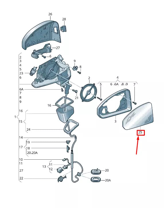 NEW AUDI A5 SPORTBACK F5 FRONT LEFT DOOR MIRROR GLASS 8W0857535E