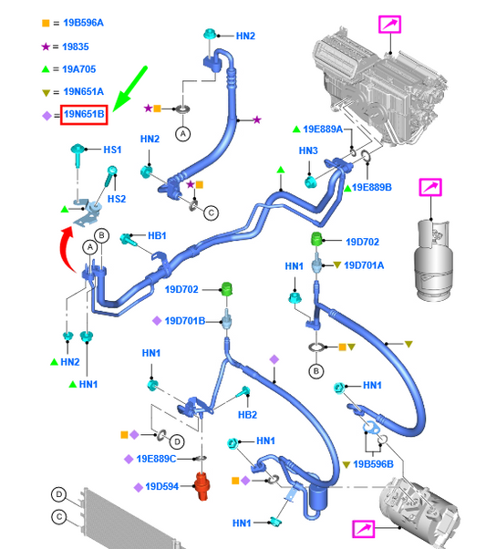 new ford mondeo mk5 ac hose pipe ds7h-19n601-cc 2439004 original