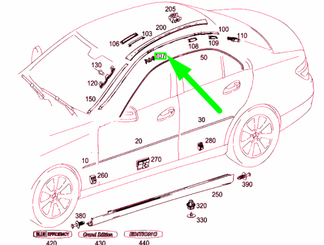 NEW MERCEDES-BENZ C W204 FRONT ROOF ORNAMENTAL MOLDING CLIP A2049910098 ORIGINAL