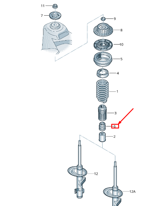 new vw transporter vi t6 front shock absorber rubber stop 7h0412303c original