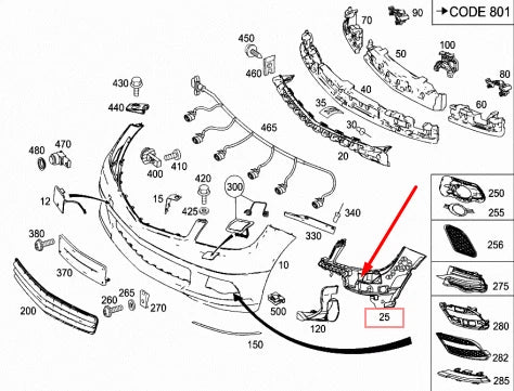 NEW MERCEDES-BENZ C-CLASS W204 FRONT BUMPER RIGHT BRACKET A2048850865 ORIGINAL