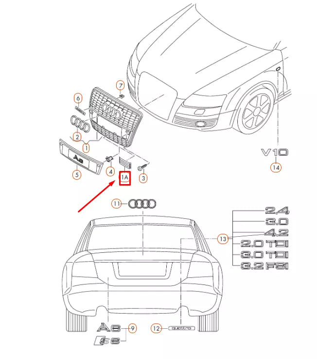 NEW AUDI A6 C6 RADIATOR GRILLE COVER 4F0853631FY9B