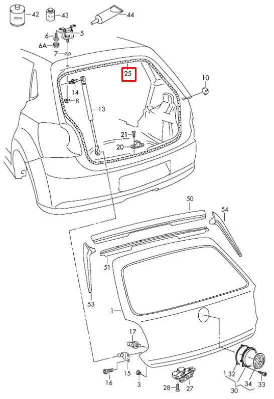 NEW VOLKSWAGEN POLO 6R TAILGATE BOOTLID SEAL RUBBER 6R6827705C ORIGINAL