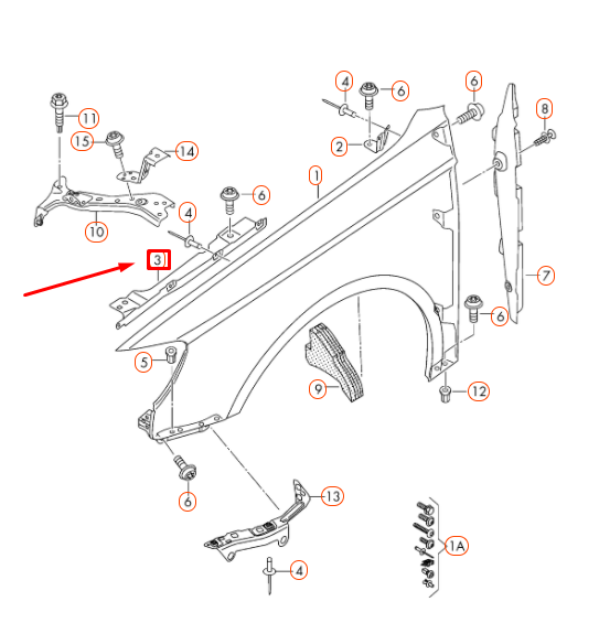 NEW AUDI A3 8V FRONT LEFT FENDER BRACKET 8V0821467E ORIGINAL