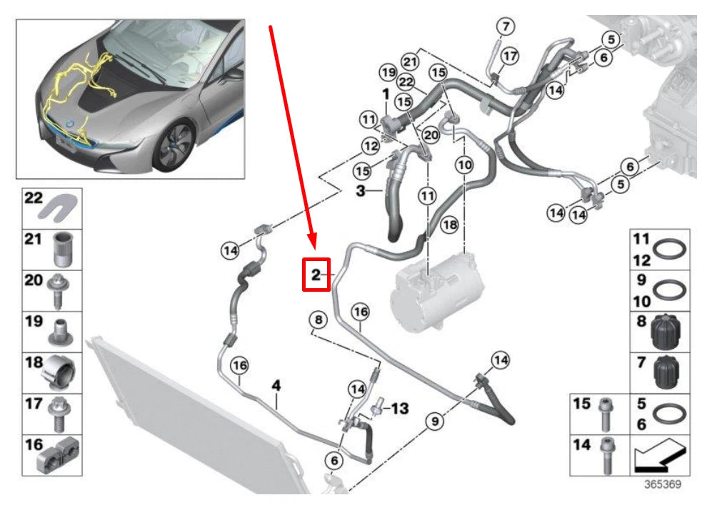 NEW BMW I8 I12 COOLANT LINE PRESSURE HOSE 64509353263 9353263 ORIGINAL