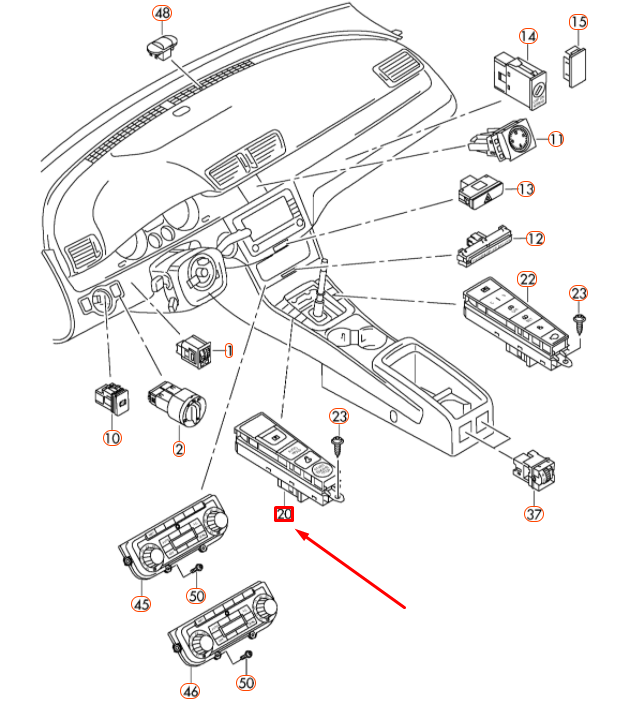 NEW VW CC PARKING BRAKE SWITCH PANEL LHD 3AB927137WHS ORIGINAL