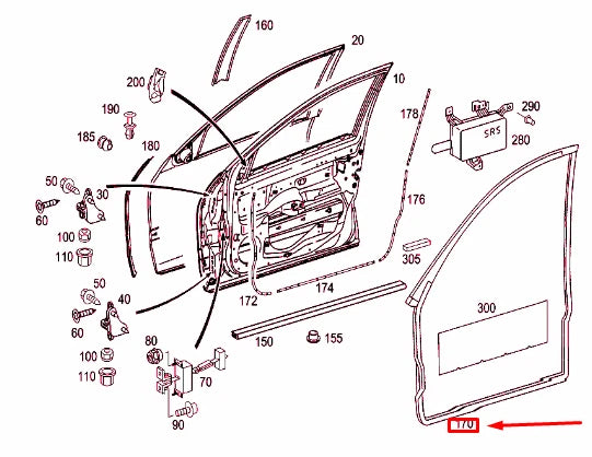 NEW MERCEDES-BENZ C-CLASS W203 FRONT LEFT DOOR SEAL A2037202178 ORIGINAL