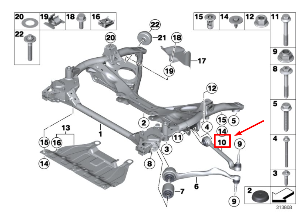 new bmw 2 cabrio f23 front right control arm 6857330 31106857330 original