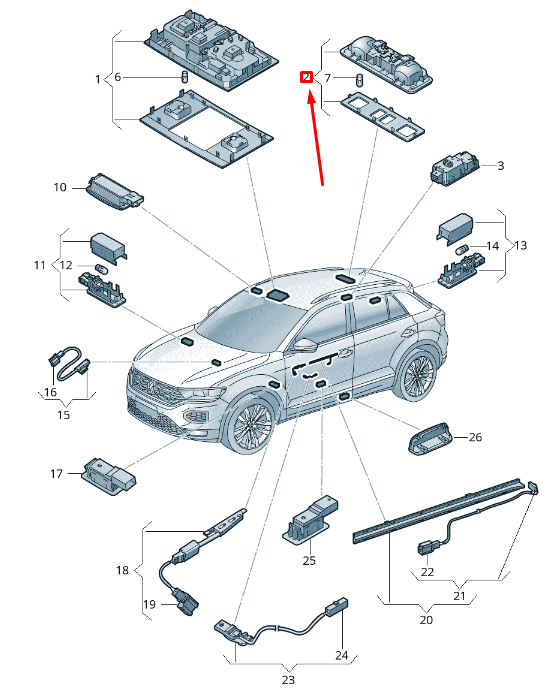 NEW VOLKSWAGEN T-ROC A11 REAR INTERIOR READING LIGHT 2GA947290PZL ORIGINAL