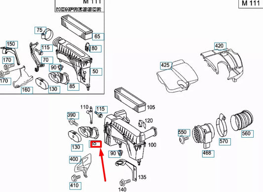 NEW MERCEDES-BENZ C W203 AIR INTAKE PIPE ELBOW A2035280207
