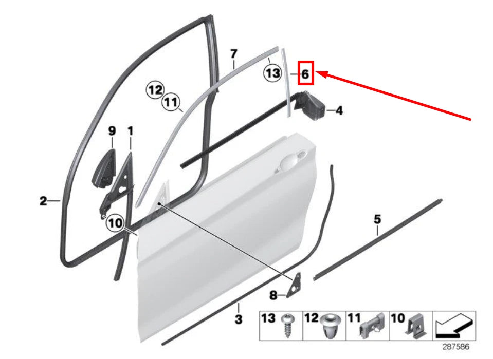 NEW BMW 2 F23 FRONT RIGHT DOOR CHANNEL SEALING 7284566 51337284566 ORIGINAL
